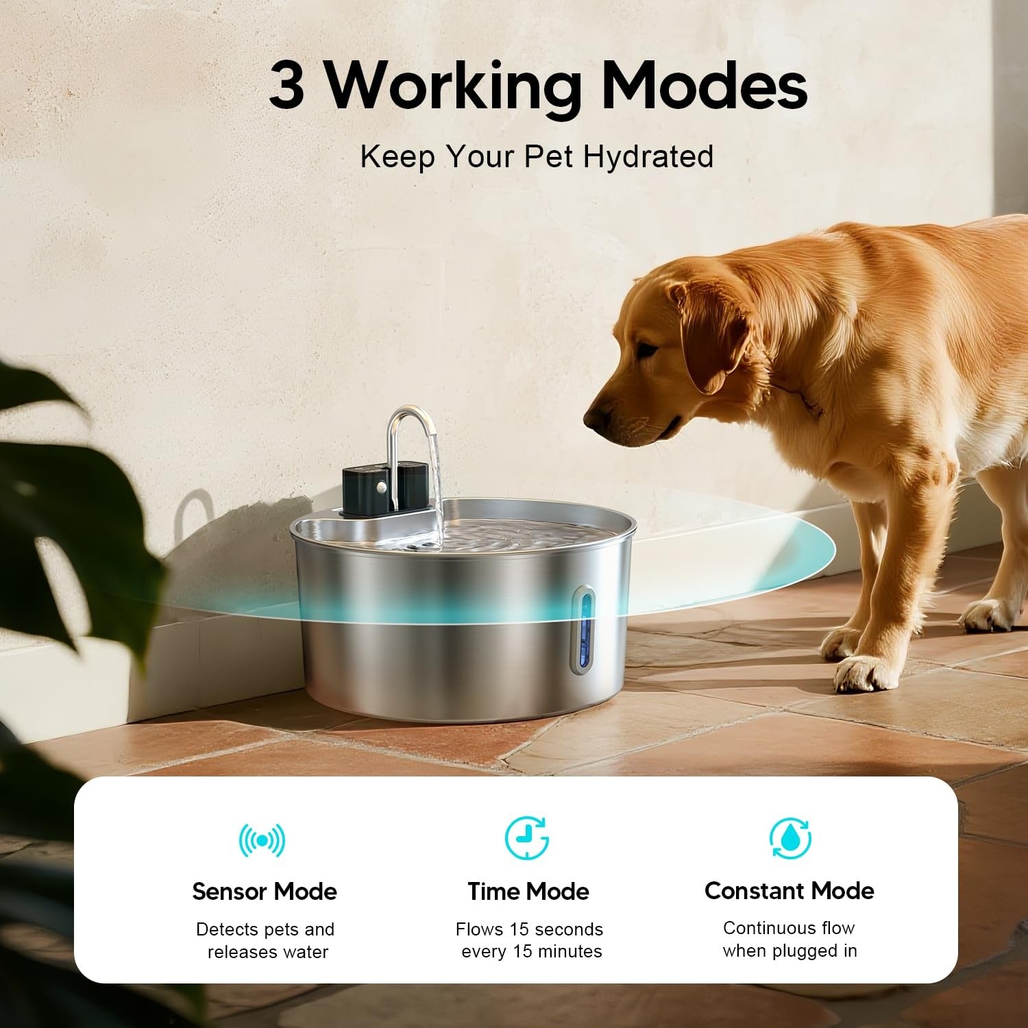 7L Stainless Steel Large Dog Water Dispenser